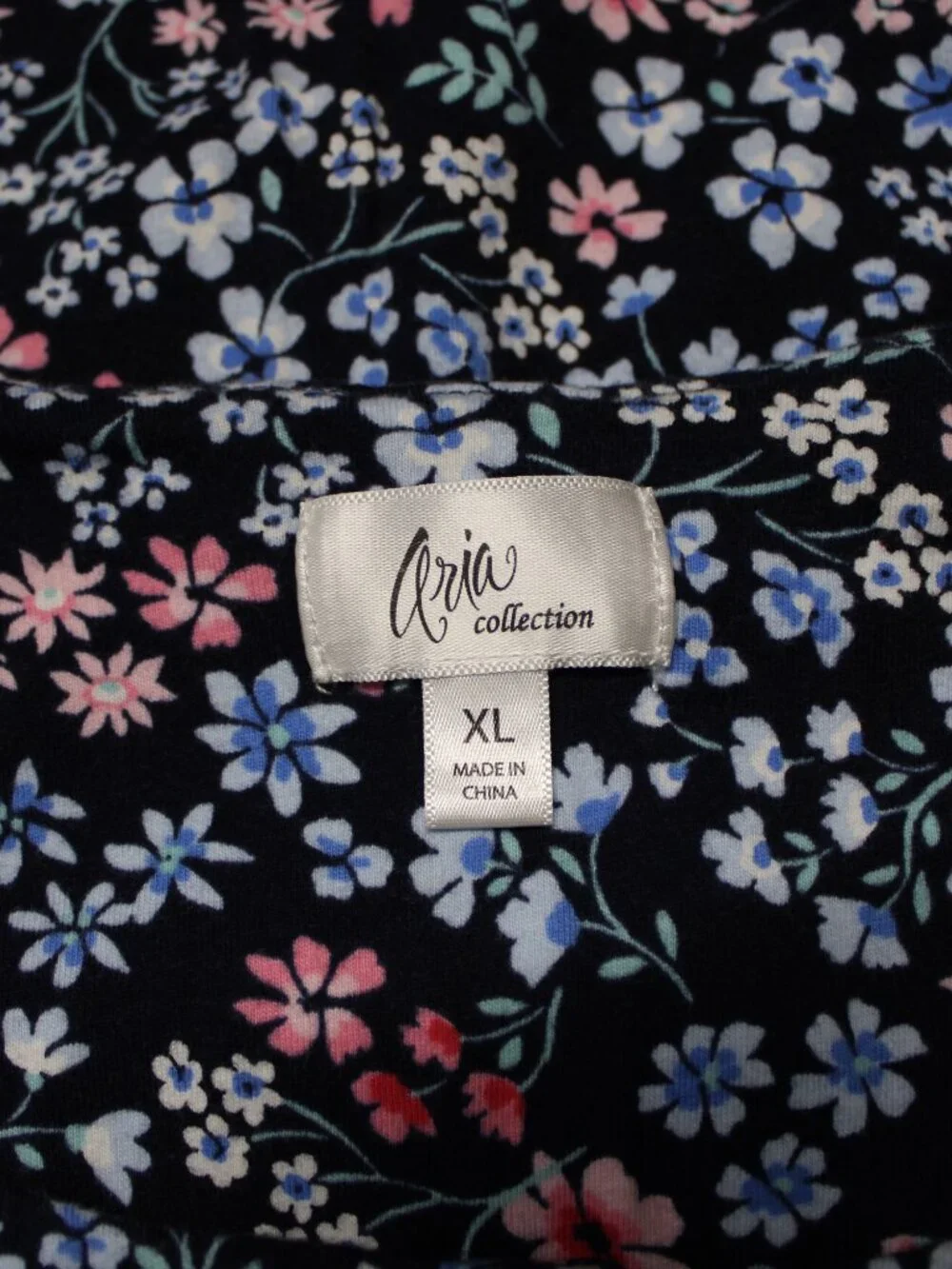Aria Collection Extra Large navy Floral Round Neck Shortsleeve Cotton Nightgown